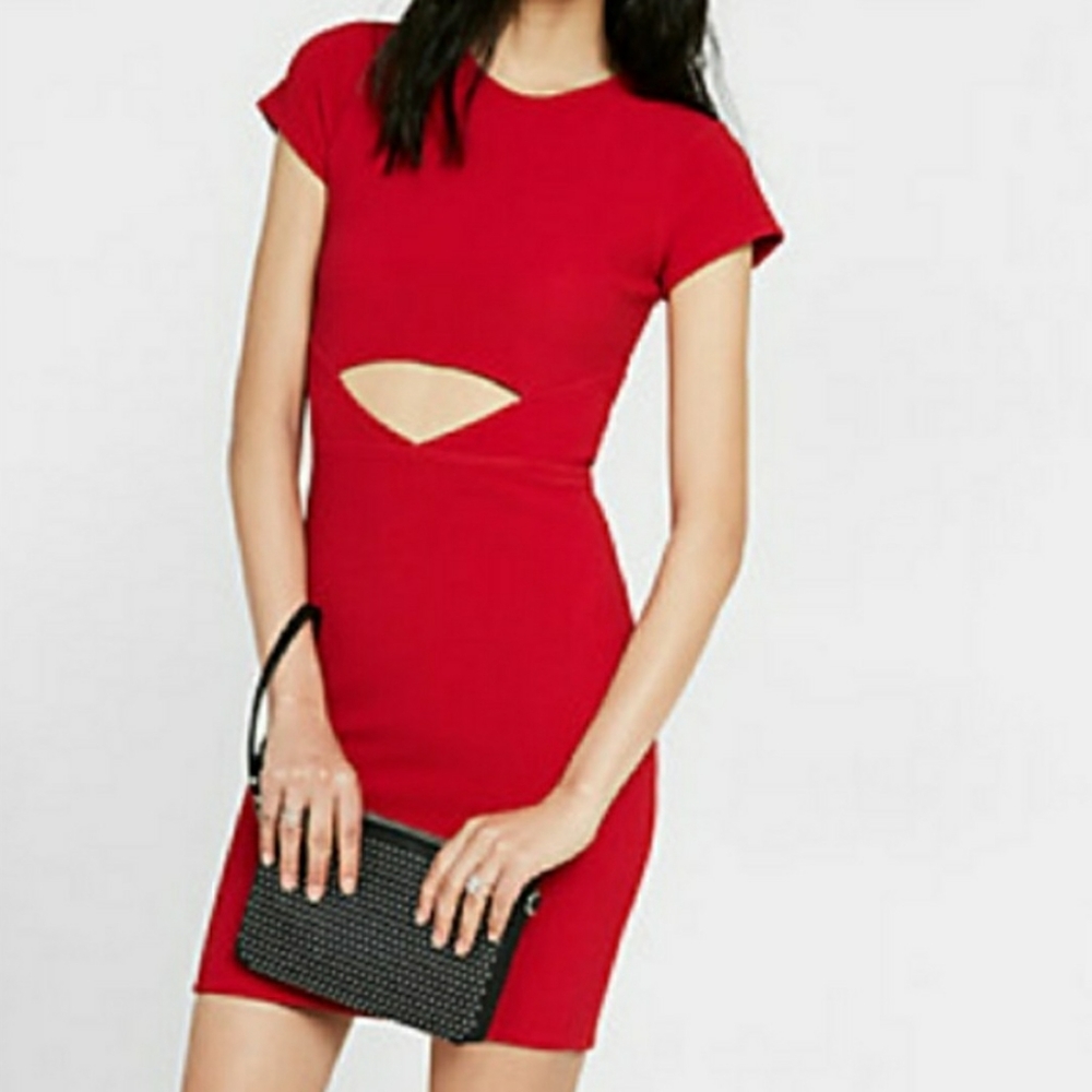 Ribbed Cut-out Sheath Dress